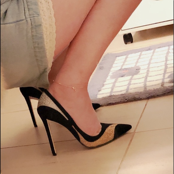 Rene Caovilla Suede Leather Crystal High Heels, 35 - Picture 1 of 11